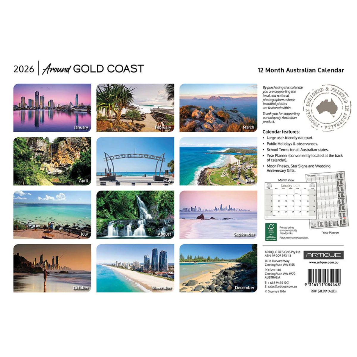 2026_Calendar_Gold_Coast_Australia