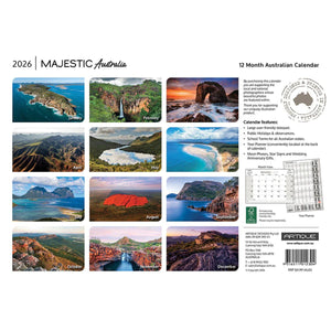 2026 Majestic Australia calendar with scenic images of Australian landscapes.