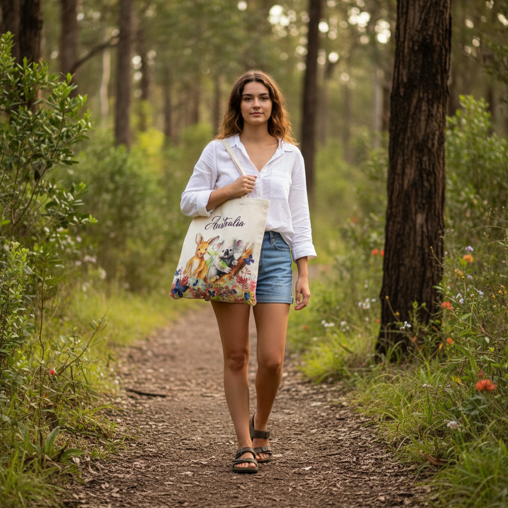 Australia-tote-bag-kangaroo-koala-flowers