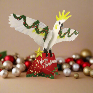 Postcard - Construction Christmas Cockatoo