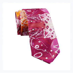 aboriginal silk tie pink