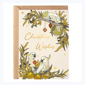 Australian Xmas Card Single - Christmas Cockatoos