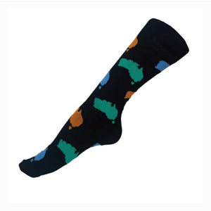 socks australian map black womens