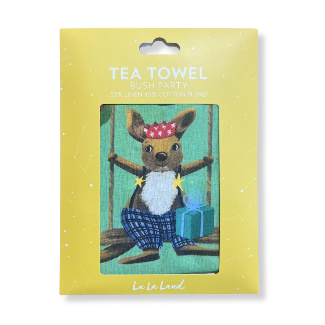 Christmas tea towel australiana 2024 Deb Hudson la LA Land Bush Party