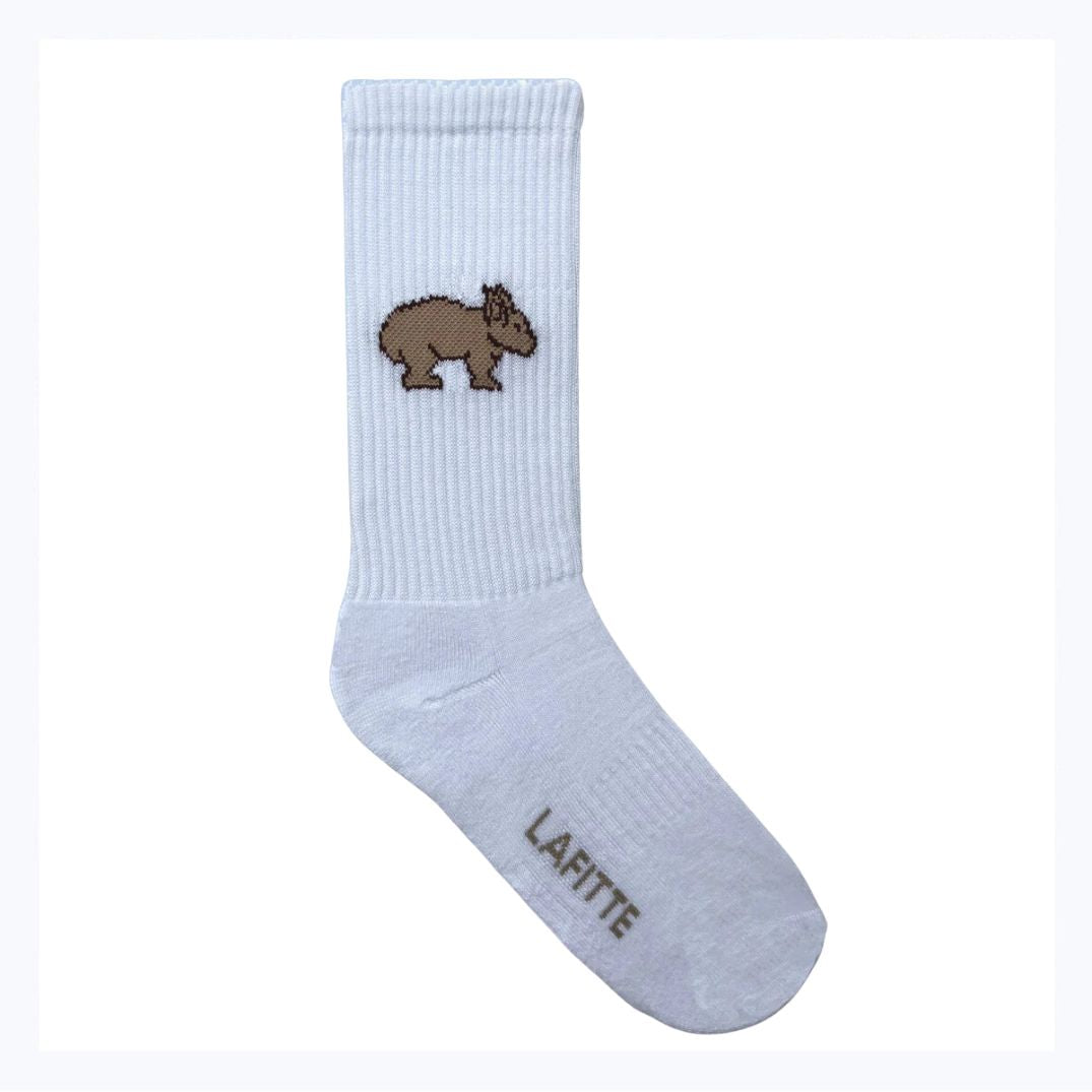 socks wombat crew white australian made souvenir lightweight
