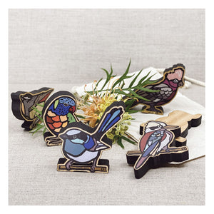 australian bird figurines wooden
