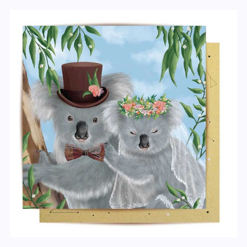 greeting card koala wedding la la land