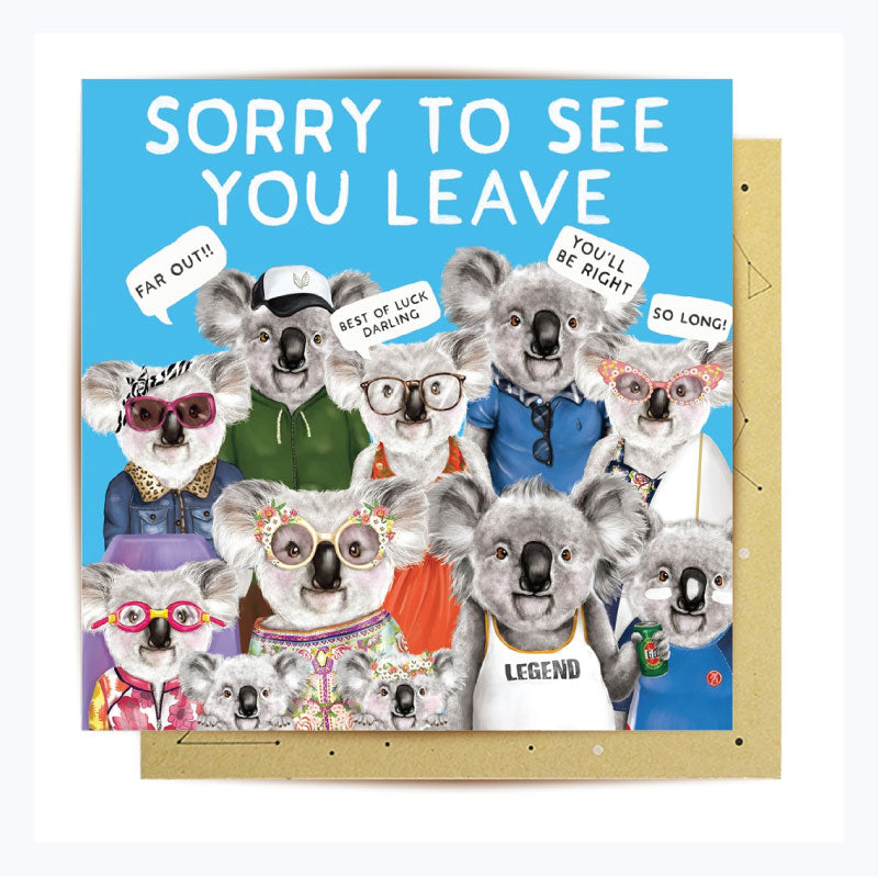 Greeting card koala sorry to see you leave