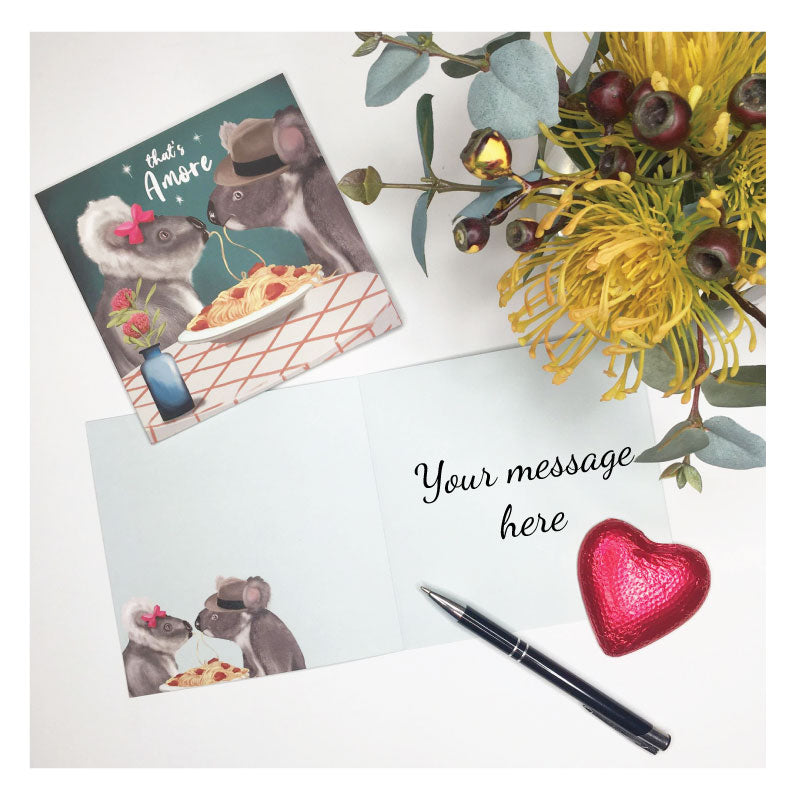 greeting card koala dinner for 2 valentines day