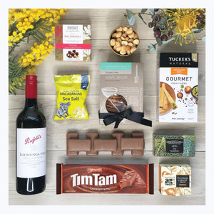 jolly swagman gift hamper red wine penfolds