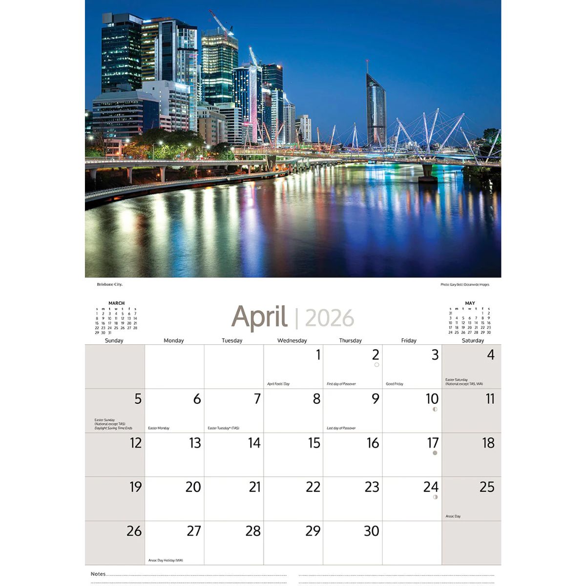 2026 Calendar Queensland Australia Brisbane river bridges
