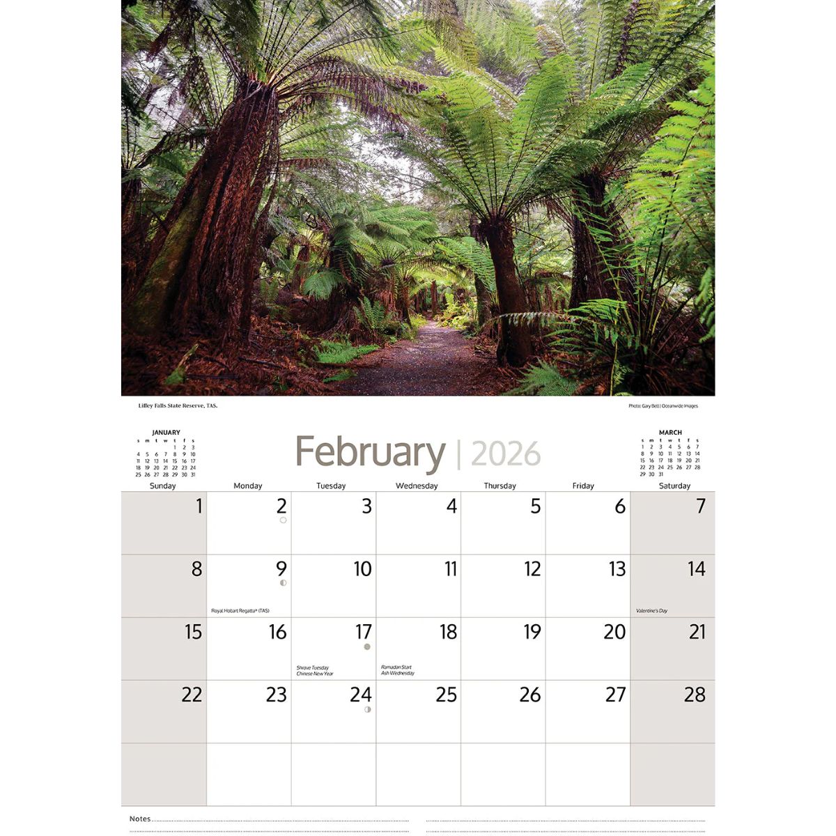 2026 Calendar Australian Rainforests