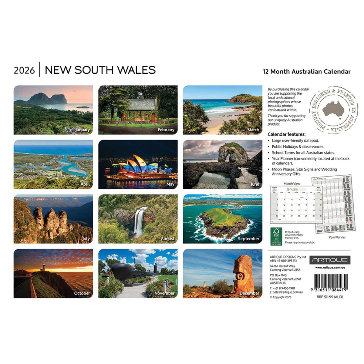 Australian Calendar 2026 New South Wales, Australia