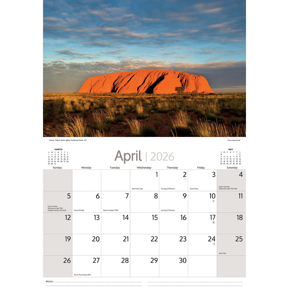 2026 calendar australian icons koala kangaroo uluru opera house flinders station