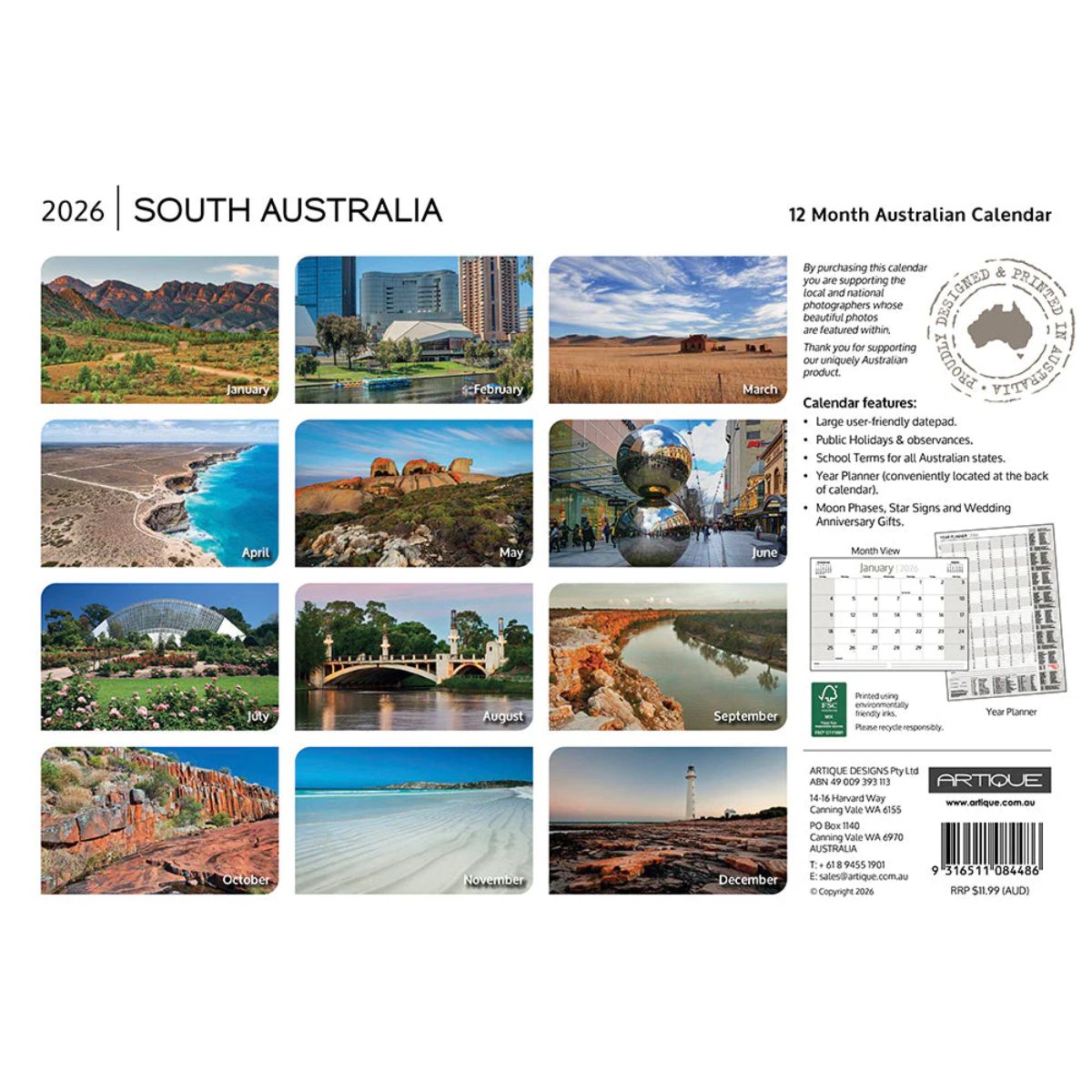 2026 South Australia calendar with scenic images perfect for posting