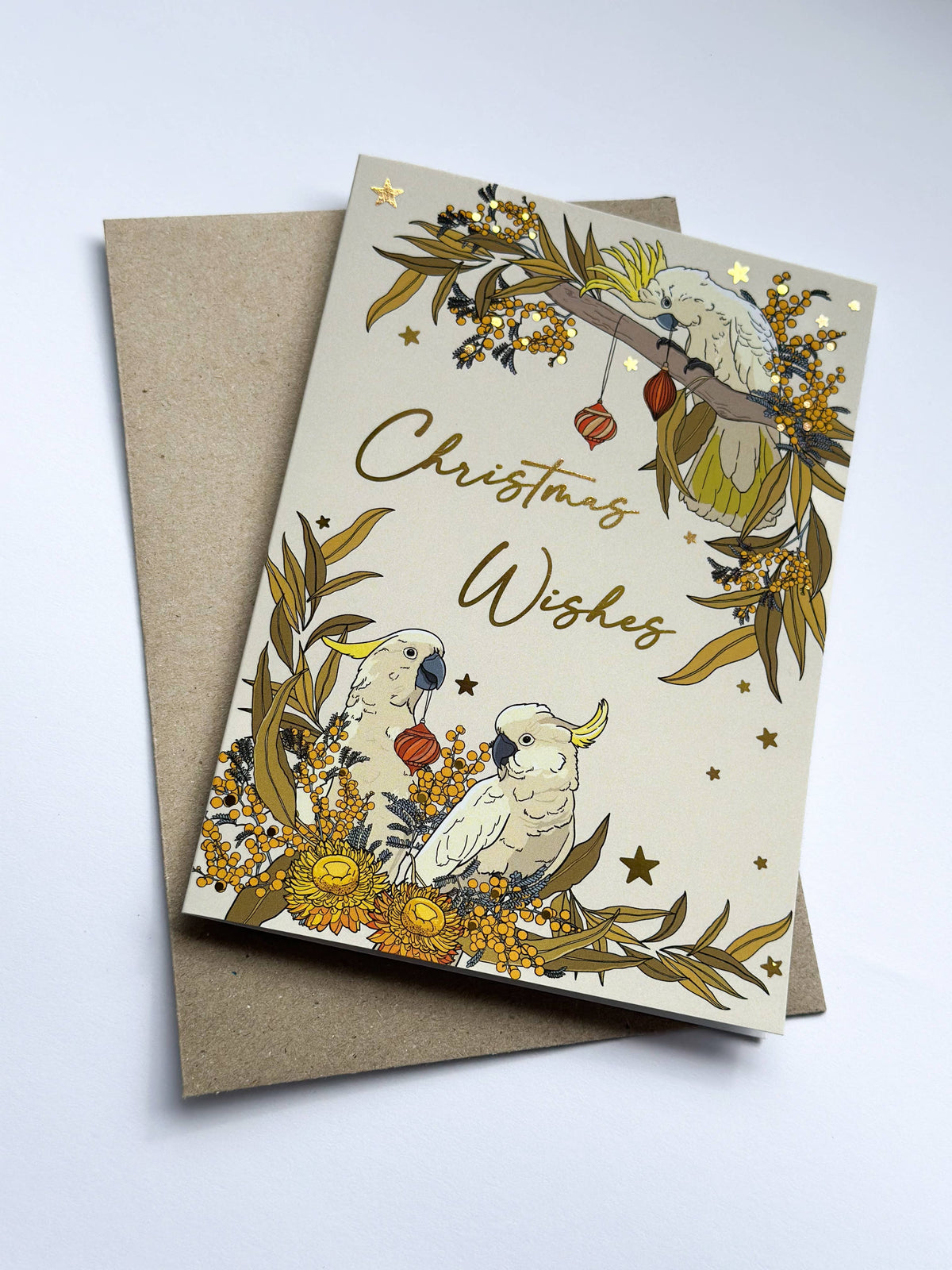 Australian Xmas Card Single - Christmas Cockatoos