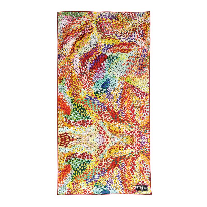 aboriginal art beach towel janelle stockman