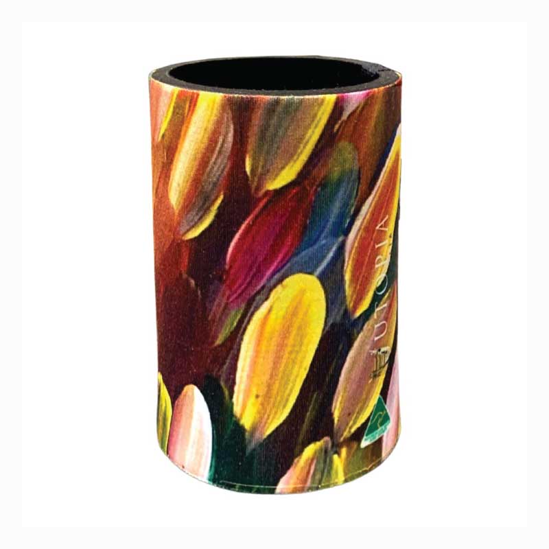 aboriginal stubby cooler glloria petyarre leaves