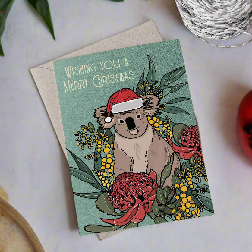 Austrailan-christmas-card-koala-wattle