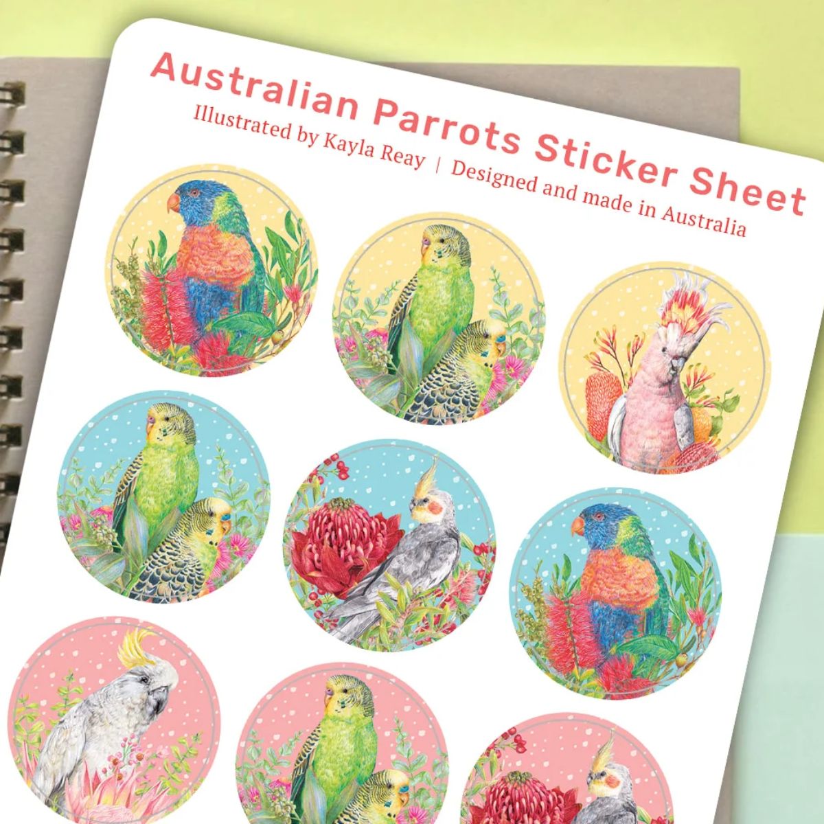 Australian Parrot Sticker Sheet