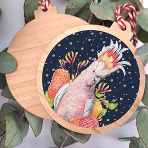 Australian Pink Cockatoo Wooden Ornament