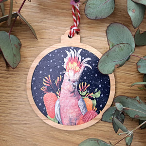 Australian Pink Cockatoo Wooden Ornament