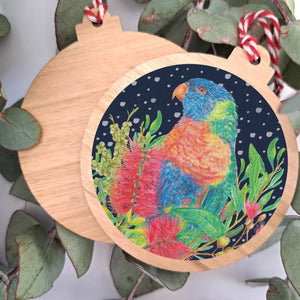 Australian Rainbow Lorikeet Wooden Ornament