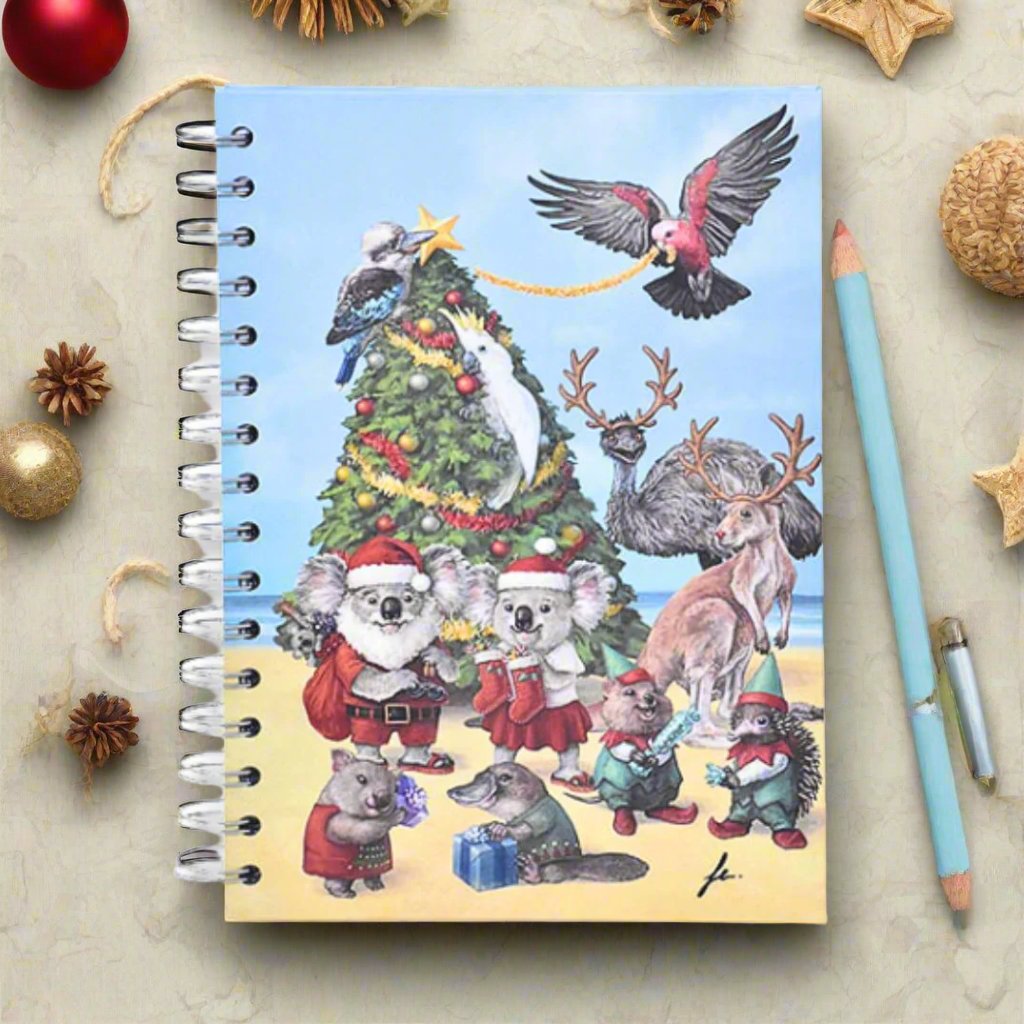 Australian_Christmas_spiral_notebook-beach-koala