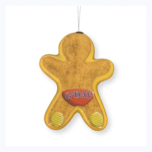 Australian christmas decoration gingerbread man aussie back