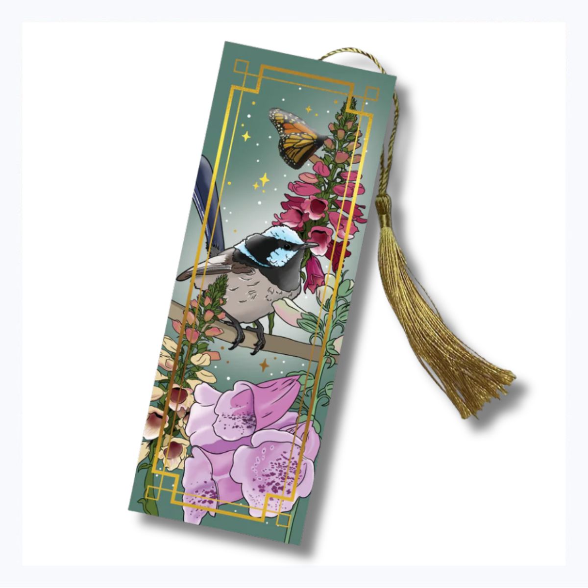 Australiana_bookmark_fairy_wren_superb_flowers