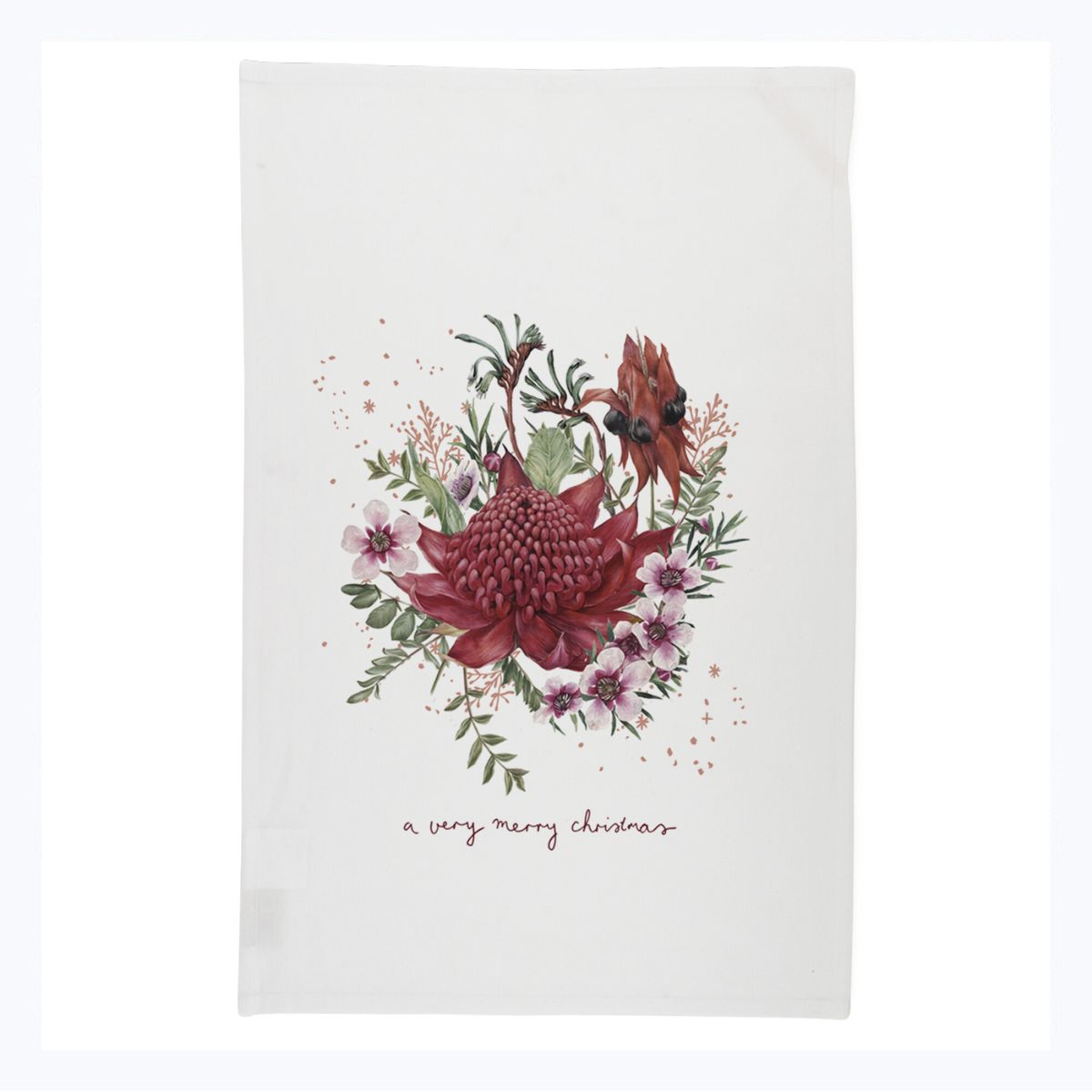 Australian Christmas Tea Towel - Waratah