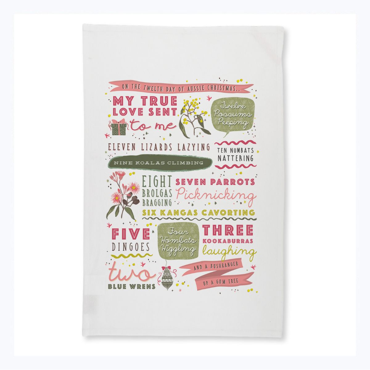 Aussie Christmas tea towel 12 days 