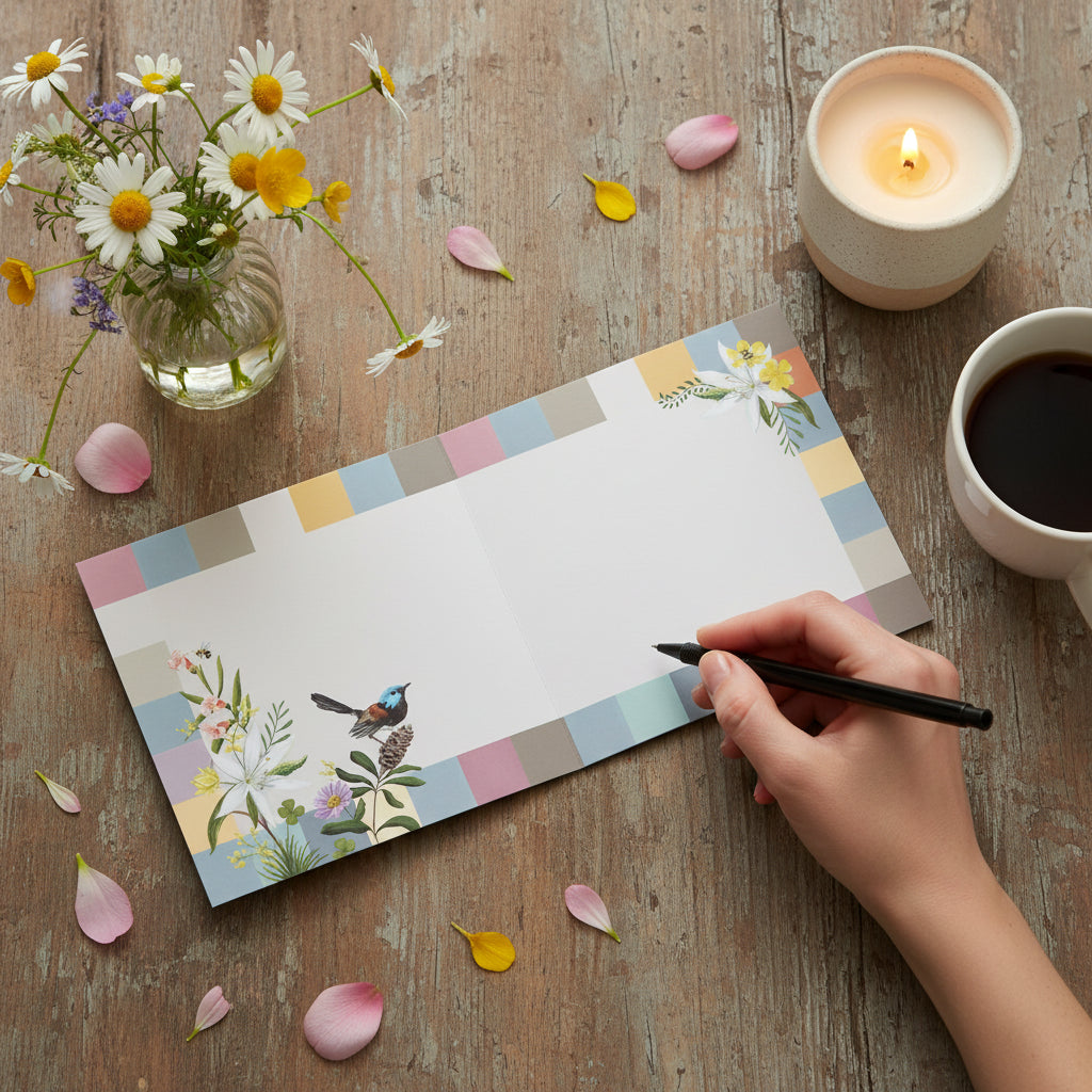 Writing-on-a-greeting-card