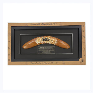 Boomerang - Hand Painted Framed - Kangaroo (Yellow Ochre)