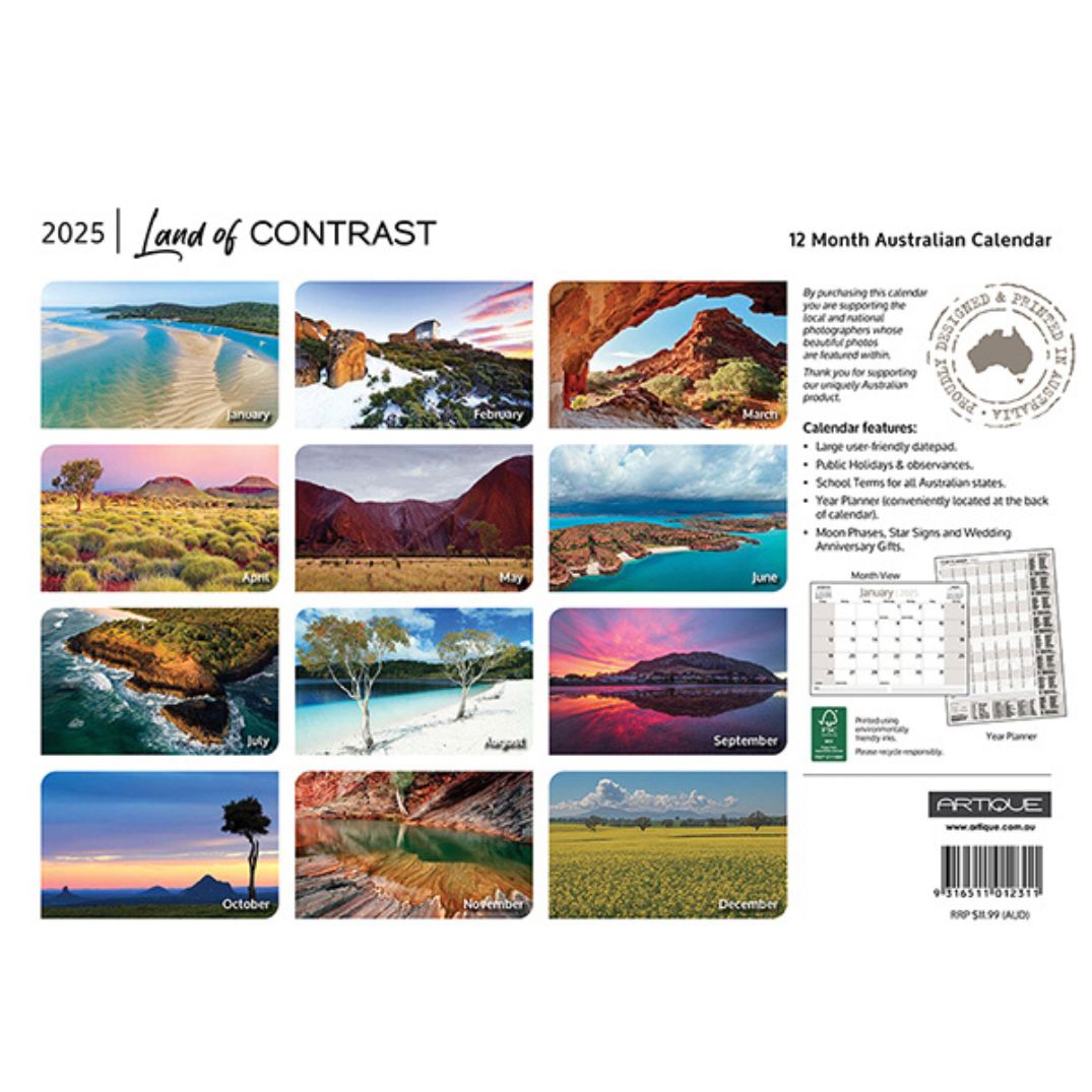 Australian Calendar 2025 Land of Contrast