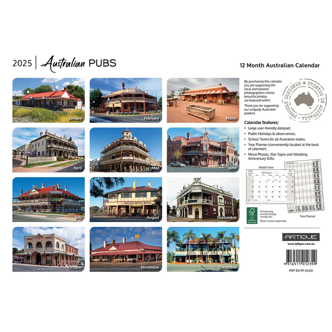 Australian Calendar 2025 Australian Pubs