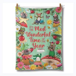 Christmas tea towel australiana 2024 Deb Hudson la LA Land Bush Party