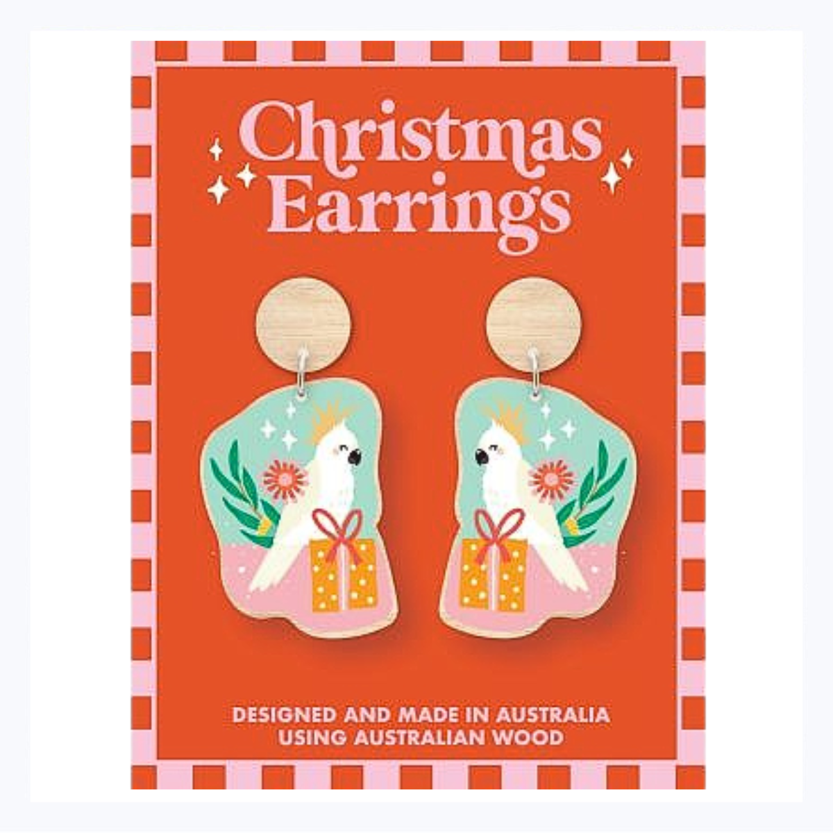 Cockatoo Christmas Earrings