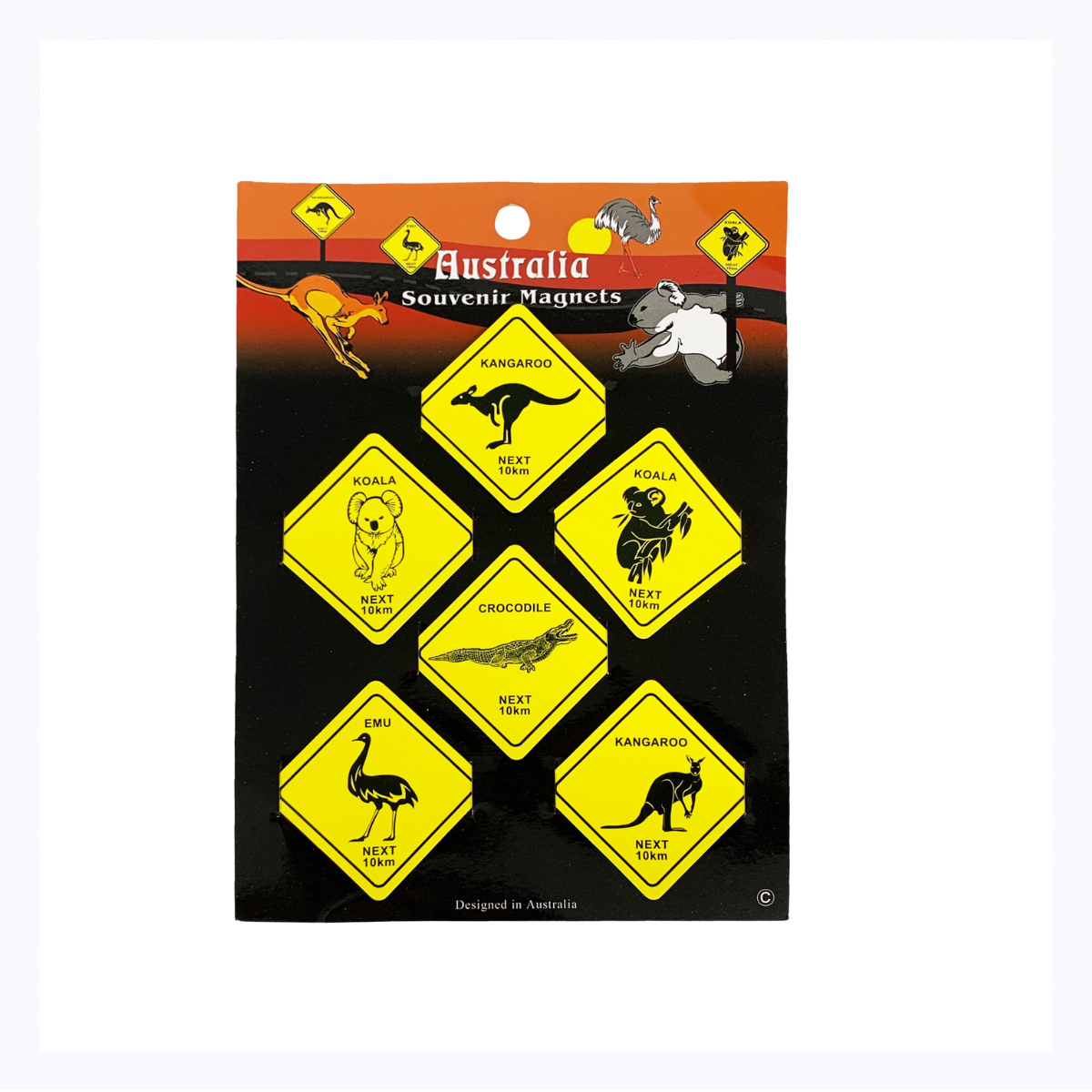 Australian Souvenir Road Sign Magnets (6psc)