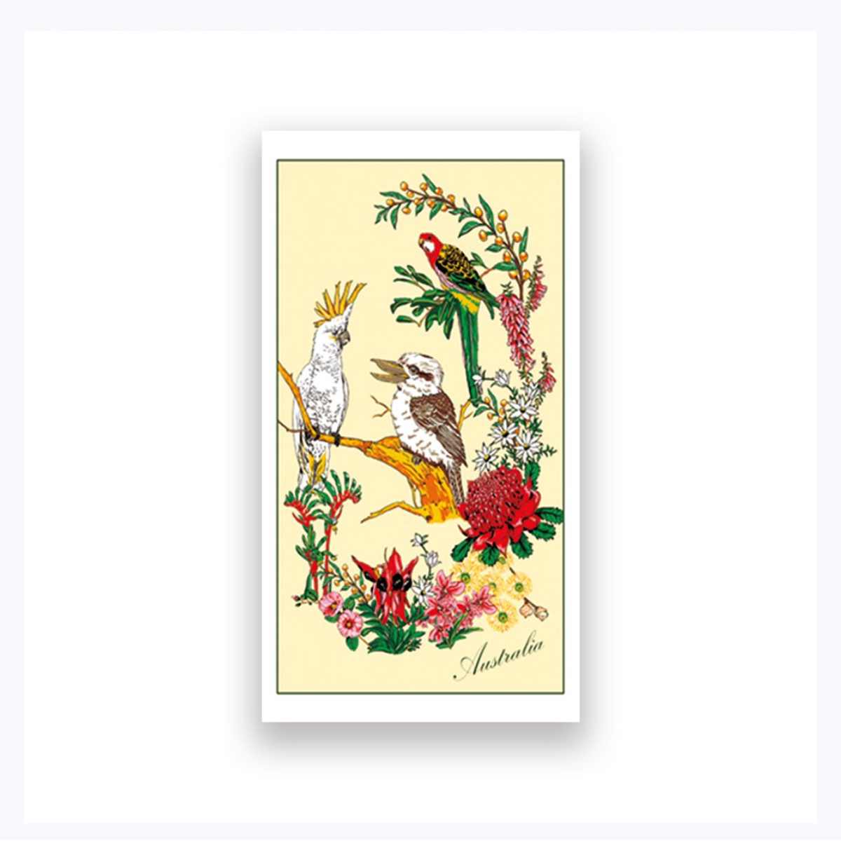 Australian Tea Towel - Birds and Flowers
