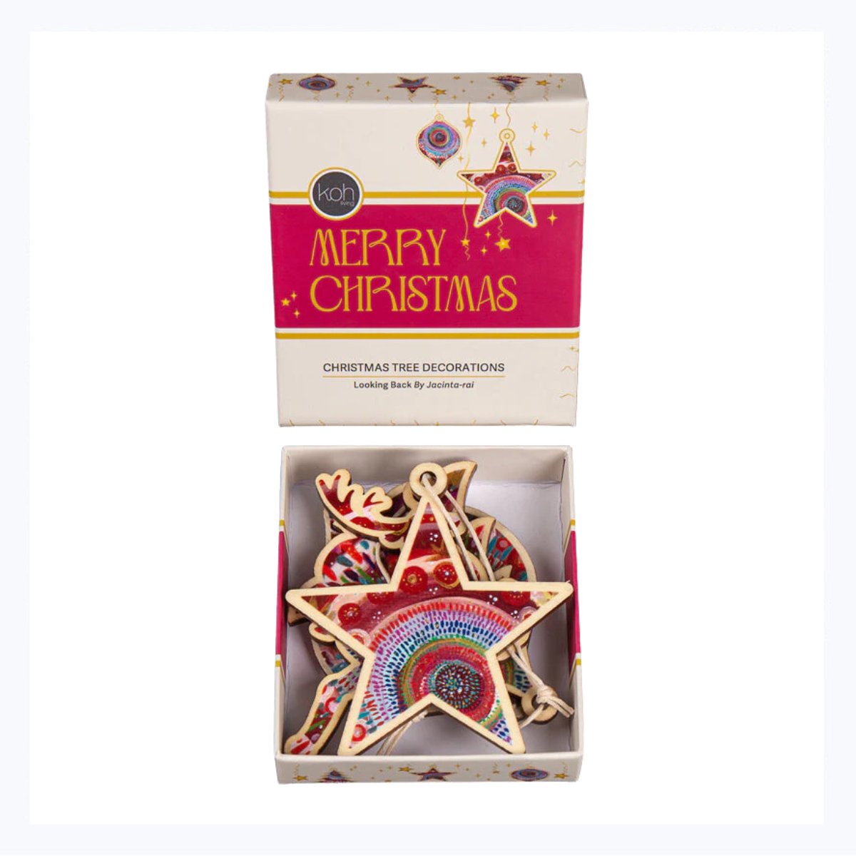 Aboriginal Looking Back Christmas Decorations ( 4 Pack )