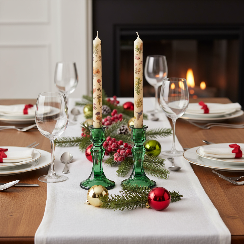botanical-blooms-candles-on-dinner-table