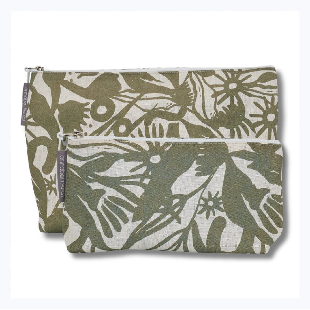 cosmetic bag abstract gums linen small