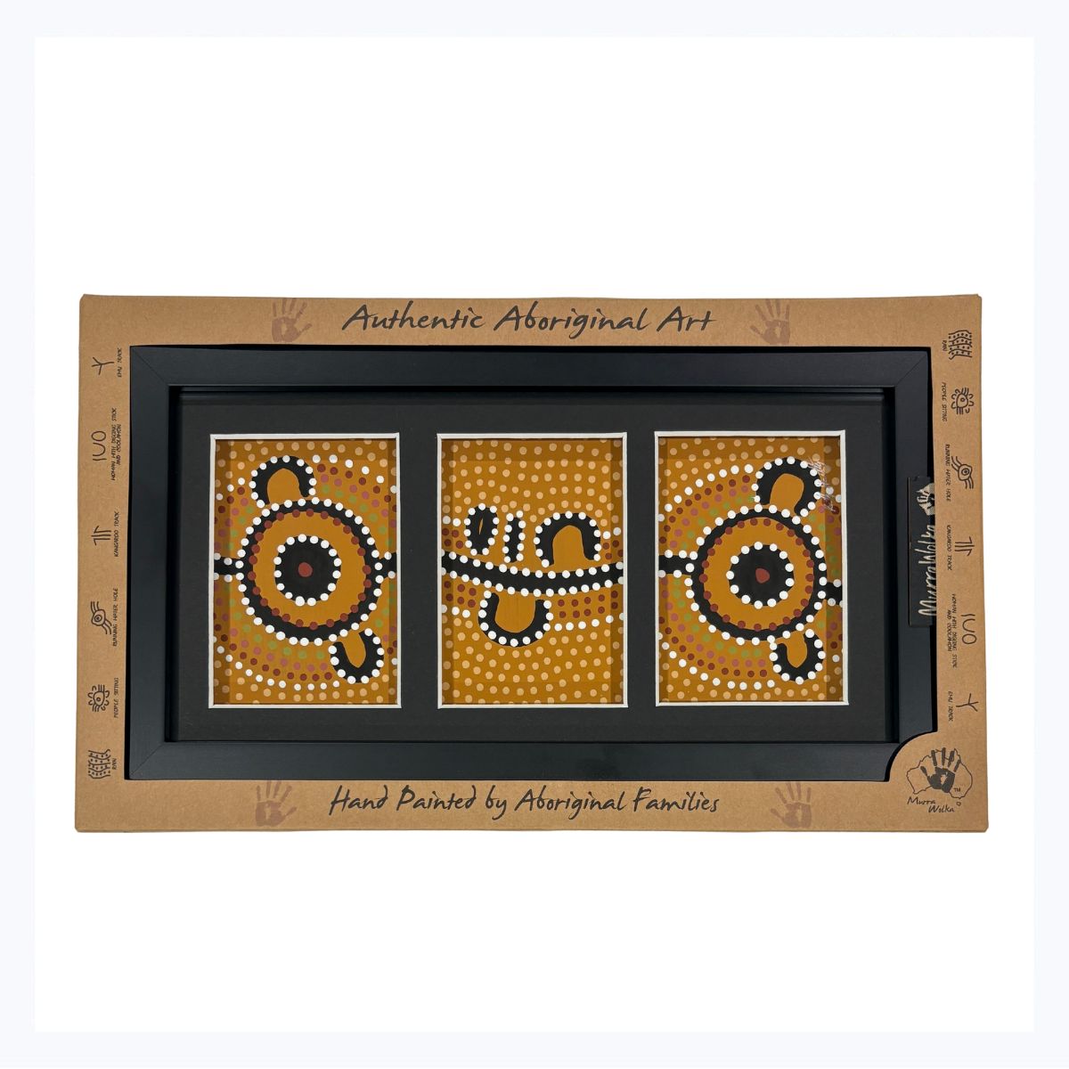 Framed-aboriginal-art-yellow-ochre