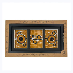 Framed-aboriginal-art-yellow-ochre