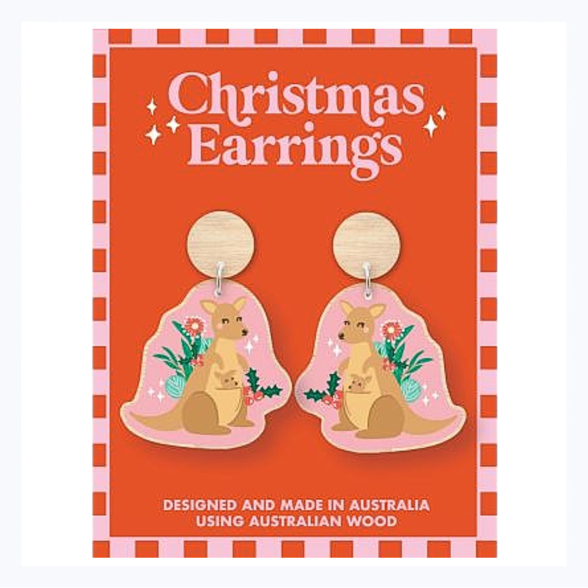 Kangaroo Christmas Earrings