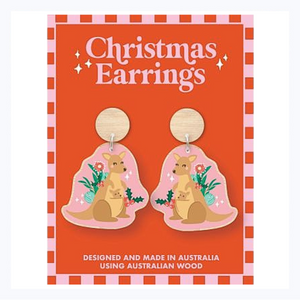 Kangaroo Christmas Earrings