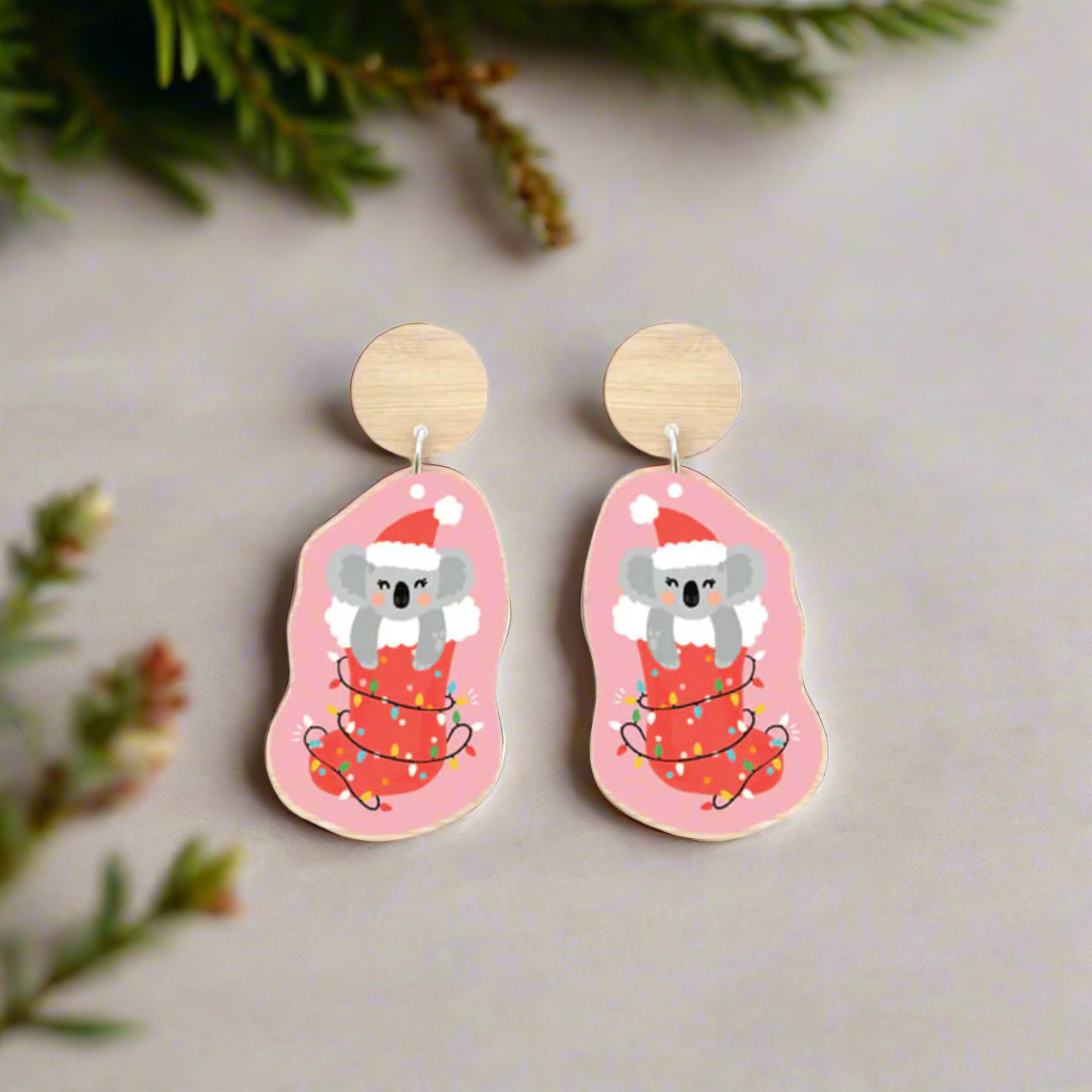 Koala Christmas Earrings