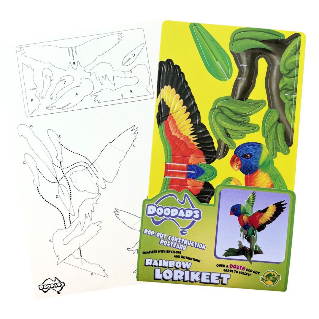 postcard construction rainbow lorikeet