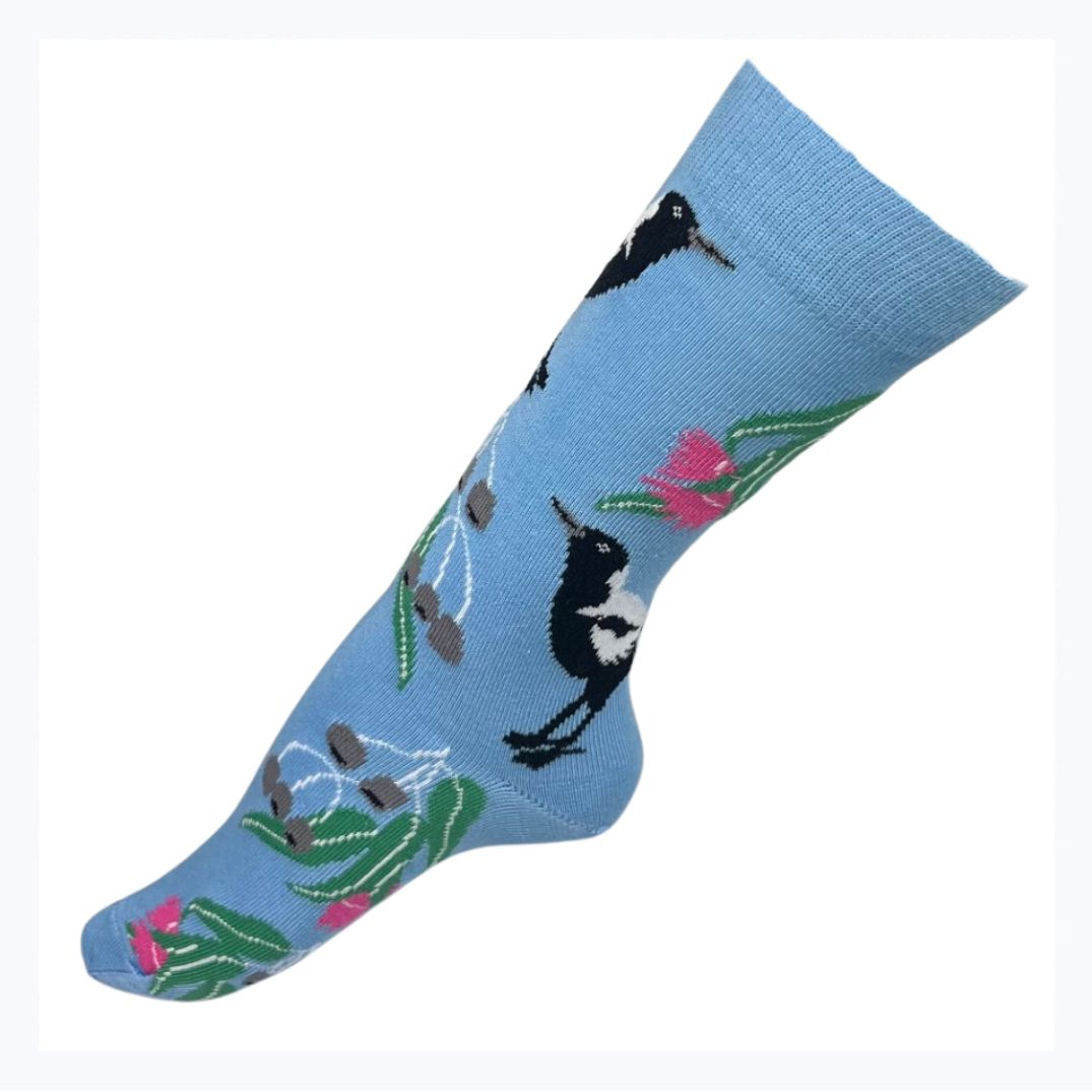 socks magpie blue australian made souvenir ladies